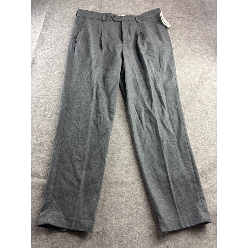H & M Premium Mens 38R Wool Blend Pleated Trousers‎ Grey Dress Pants Old Money